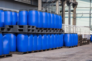 ถังพลาสติก HDPE แบบเปิดด้านบนเป็น200L ฟ้าถังพลาสติกสีฟ้า55แกลลอนถังพลาสติก HDPE สีฟ้าหนักสำหรับขายส่งเชื้อเพลิง