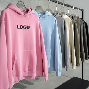 Vente en gros OEM Vêtements unisexes couleur unie grande taille 460 g/m² 42% coton 58% polyester Sweats à capuche en polaire délavé vintage avec impression bouffante personnalisée - Product Image 3