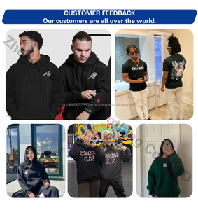 Sudadera con capucha sin bolsillos para hombre, 100% algodón, lisa, informal, con logotipo estampado, unisex, extragrande, bordada, sudaderas con capucha y sudaderas para hombre - Product Image 5