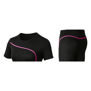 Conjunto de Yoga Deportivo para Mujer con Soporte Alto, Cuello Redondo, Elástico, con Relleno Extraíble en el Pecho, Decoración de Encaje y Cintura Elástica - Product Image 3