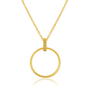 Collar con colgante circular de Plata de Ley 925 chapado en oro clásico para mujer, joyería fina a granel de circón amarillo para regalos - Product Image 4