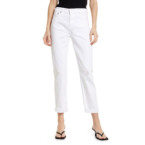 Jeans AG Ex-Boyfriend Slouchy Slim Crop, bianchi, taglia 25, vita bassa, in denim traspirante e lavabile, stile semplice, XL, garanzia 1 anno. - Product Image 1