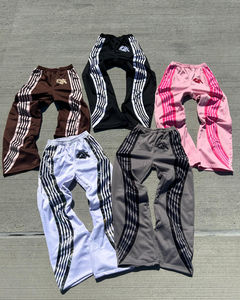 Pantalon de survêtement décontracté personnalisé pour hommes 100% coton respirant pantalon de survêtement surdimensionné à rayures et fermeture à cordon de serrage - Product Image 4