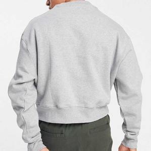 Sweat-shirt court pour homme avec logo personnalisé, 100% coton, de haute qualité, col rond côtelé, sweat-shirt court uni, livraison DDP - Product Image 4