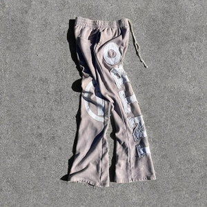 Loose Fit 2025 Fleece <b>Joggers</b> <b>Stacked</b> Pants Unisex Heavyweight Custom Distressed Embroidery Applique Flared Sweatpants for Men - Product Image 4