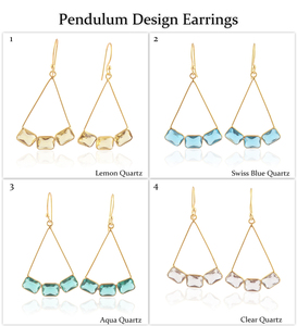 Minimalist baguette shape gemstone dangle <b>earring</b> swiss blue hydro quartz drop dangle <b>earring</b> brass gold plated handmade <b>earring</b> - Product Image 3