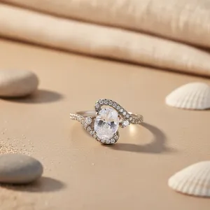 Women's 925 Silver <b>Moissanite</b> Heart Shape Pave Setting Ring Gift <b>Jewelry</b> - Product Image 3