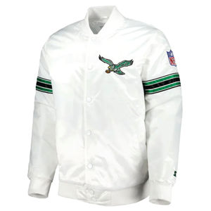 Veste bomber en satin vert et blanc des Eagles de Philadelphie 2026, veste pour homme, veste de l'équipe de football américain, style varsity, veste de démarrage - Product Image 3