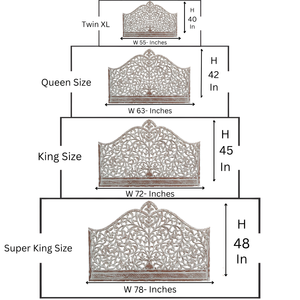 Handmade Wood Carved <b>Headboard</b> Lighted Adjustable Height White Wash Boho Coastal <b>Wall</b> <b>Mount</b> Bedroom Furniture for Home Decor - Product Image 6