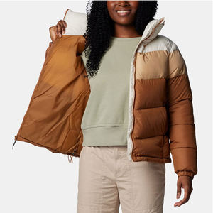 Chaquetas Acolchadas Cortas de Invierno para Mujer, Precio al por Mayor, Chaquetas Acolchadas Gruesas con Capucha, Color Bloque - Product Image 3