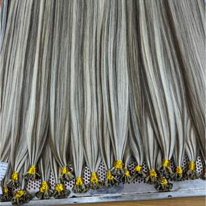 2024 Venta caliente 1 gramo cutícula alineada onda Remy extensiones de cabello Chrimast eslavo Color plano cabello humano Material buena cinta - Product Image 1