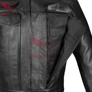Chaqueta de cuero de invierno de alta moda para hombre con cierre de cremallera personalizable cubierta de botón 2 bolsillos con cremallera en el pecho estilo de calle alta - Product Image 2