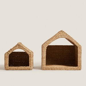 New Design <b>Straw</b> Dog House Cat Bed with Comfortable Cushion Seagrass Pet Houses and Furniture Accessories for Pets - Product Image 3