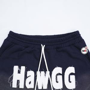 Short à patch personnalisé unisexe 100% coton avec broderie dégradée au soleil Shorts pour hommes 400 GSM broderie en molleton de coton - Product Image 3