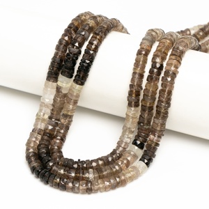 7-8mm pierre de Quartz fumé brun naturel à facettes Heishi perles de pneu brins perles de pierres précieuses de Quartz fumé pour la fabrication de bijoux en vrac 16" - Product Image 5