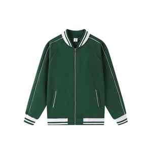 Fabricants de vêtements personnalisés 320g polyester coton tissu haute qualité décontracté hommes collège Style lâche fermeture éclair veste de baseball - Product Image 5