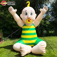 Modèle de bébé gonflable personnalisé de 3m/4m/5m/6m de haut, adorable personnage de dessin animé avec sucette, modèle néerlandais pour décoration