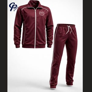 Conjunto Deportivo Informal para Hombre de 2 Piezas, Chaqueta Cortavientos y Pantalones Deportivos Color Granate, Resistente al Viento y Transpirable con Logotipo - Product Image 1