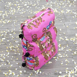 Block Print Quilted Eco-Friendly Vintage <b>for</b> Bag Set Large Capacity Indian Cotton Travel Case Zipper <b>for</b> <b>Makeup</b> <b>Storage</b> - Product Image 4