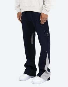 ขายร้อนอันดับสูงสุดกรมท่าสีน้ําเงินเปลวไฟเหงื่อวอร์มOEMกางเกงเฮฟวี่เวทผู้ชายดิบเฮ็มขาเทอร์รี่จ็อกเกอร์บุรุษซ้อนกางเกงวอร์ม - Product Image 3