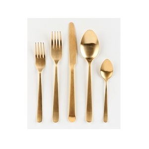 Juegos de Cubiertos de Acero Inoxidable de Diseño Moderno con Baño de Oro para Restaurante y Utensilios de Cocina - Product Image 1