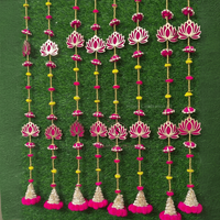Hiasan Dinding Buatan Tangan Motif Teratai Gotta Patti dengan Desain Pola Lonceng untuk Dekorasi Pernikahan, Festival, Pesta, Dekorasi