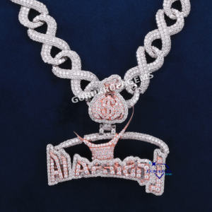 Luxueux Hip Hop coupe ronde Moissanite diamant breloque faite à la main glacé 925 pendentif chaîne en argent Sterling pour hommes - Product Image 2