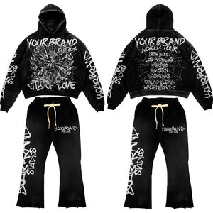 Conjunto de Sudadera con Capucha de Algodón para Hombre, Estilo Lavado Ácido, con Logotipo Personalizado, Transpirable, Cómodo, Informal y Deportivo - Product Image 2