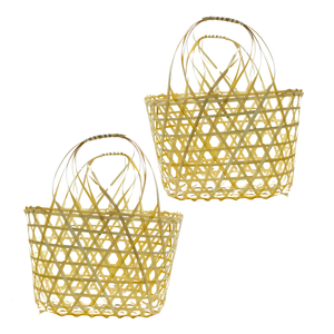 CESTA DE REGALO DE BAMBÚ decorativa ecológica con asas reutilizable y embalaje sostenible para regalos o almacenamiento decoración del hogar - Product Image 1