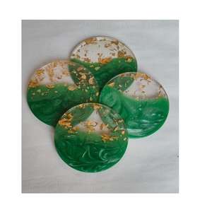 Ocean Inspired Wooden <b>Coasters</b> with <b>Crystal</b> Shine Handmade Modern Style Durable Mats for Coastal Home Table Living Room Gifts - Product Image 5