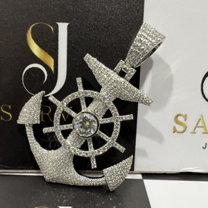 Pendentif en argent sterling 925 certifié IGI, diamant taille brillant VVS, style hip-hop, fête, unisexe, pendentifs et breloques raffinés - Product Image 1
