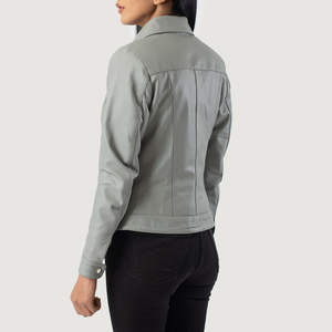 Chaqueta de Motociclista de Cuero de Oveja para Mujer, Diseño Clásico 2025, Estampada, Transpirable, de Alta Calidad - Product Image 6