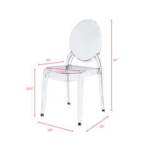 Set di 4 chiare grandi sedie fantasma moderno acrilico impilamento cucina e sala da pranzo decorazioni di nozze - Product Image 5