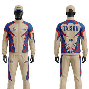 Camiseta de Tenis de Mesa para Hombre, 160 GSM, Poliéster Transpirable, Beige, Azul, Rojo, Panel Geométrico, Sublimación, Logotipo Personalizado - Product Image 1