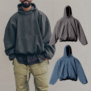 Sudadera con capucha de marca personalizada lavada con ácido Unisex suéter pesado de alta calidad Boxy doble capa 100% algodón hombres sudaderas con capucha - Product Image 1