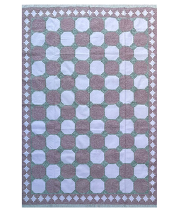 Dhurrie พรมปูพื้นปอกระเจาขนสัตว์และปอกระเจาทำมือแบบดั้งเดิมผลิตจากวัสดุคอตตอนอินเดีย - Product Image 2