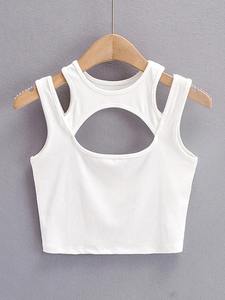 Verano NUEVA llegada Mujeres Color sólido Sexy Causal 2 piezas Croped-Tops Tanques para damas - Product Image 4