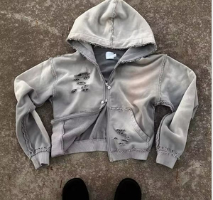 Fabricant de gros de haute qualité 100% coton pour hommes Stone Washed Winter Boxy Sweatshirts personnalisés poids lourd Acid Hoodies - Product Image 4