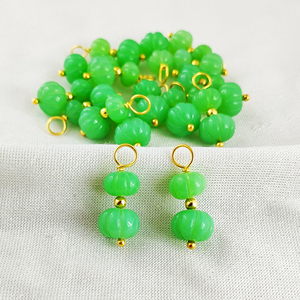 Colgante de crisoprasa de corte de sandía de Plata de Ley 925, collar de cuentas de forma redonda de piedras preciosas, dijes envueltos en alambre hechos a mano India - Product Image 1