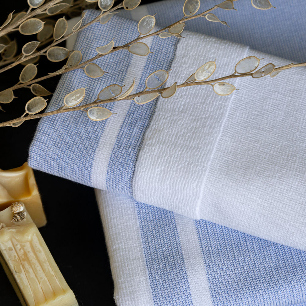 White - Blue Stripes