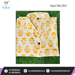 Chemise décontractée pour homme en coton 100% fait main, imprimée au bloc, style Jaipuri, respirante, à manches courtes, pour l'été, en stock - Product Image 6