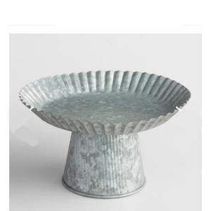 Support de service à 2 niveaux en métal galvanisé avec poignée, plateau rond à étages argenté pour l'organisation de la cuisine et les événements - Product Image 2