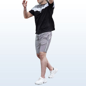 Conjuntos de dos piezas de Color sólido de verano para hombre, camisetas de punto de manga corta y pantalones cortos con cordón, trajes para hombre, ropa informal - Product Image 6