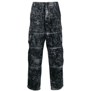 Pantalones Cargo Vaqueros Rectos de Lona con Lavado Ácido para Hombre, Estilo Nuevo 2025, Marca, Casuales, Holgados, Negros, Cintura Media, Transpirables, con Bolsillos Laterales - Product Image 1