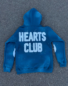 Sudadera con capucha de felpa francesa de algodón pesado 100% personalizada, lavada con ácido, apliques bordados desgastados, parche con diamantes de imitación - Product Image 2