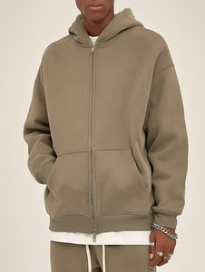 Sudadera con capucha con cremallera Logotipo de impresión personalizado 350gsm Peso pesado Sudadera con capucha con cremallera completa para hombres Sudadera con capucha con cremallera lisa de gran tamaño para hombres - Product Image 4