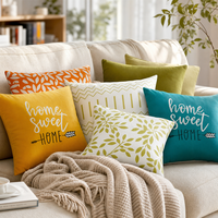 Housse de coussin décorative « Home Sweet Home » en polyester doux, style rustique campagnard, pour canapé