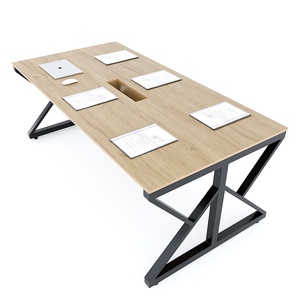 Modern 200x100cm MDF Conference <b>Table</b> with Adjustable Iron Legs for <b>Office</b> & Hotel Use - Product Image 1