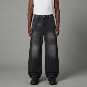 Nouveauté 2026 – Pantalon streetwear décontracté hip-hop, coupe ample délavée, taille élastique respirante, avec logo personnalisé brodé ou imprimé, 100 % coton - Product Image 4