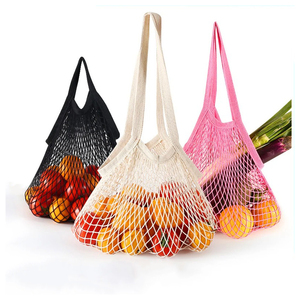 Bolsas de productos de malla de algodón orgánico reutilizables, transparentes, ligeras, ecológicas, con cordón, sin residuos, logotipo de almacenamiento de frutas - Product Image 1